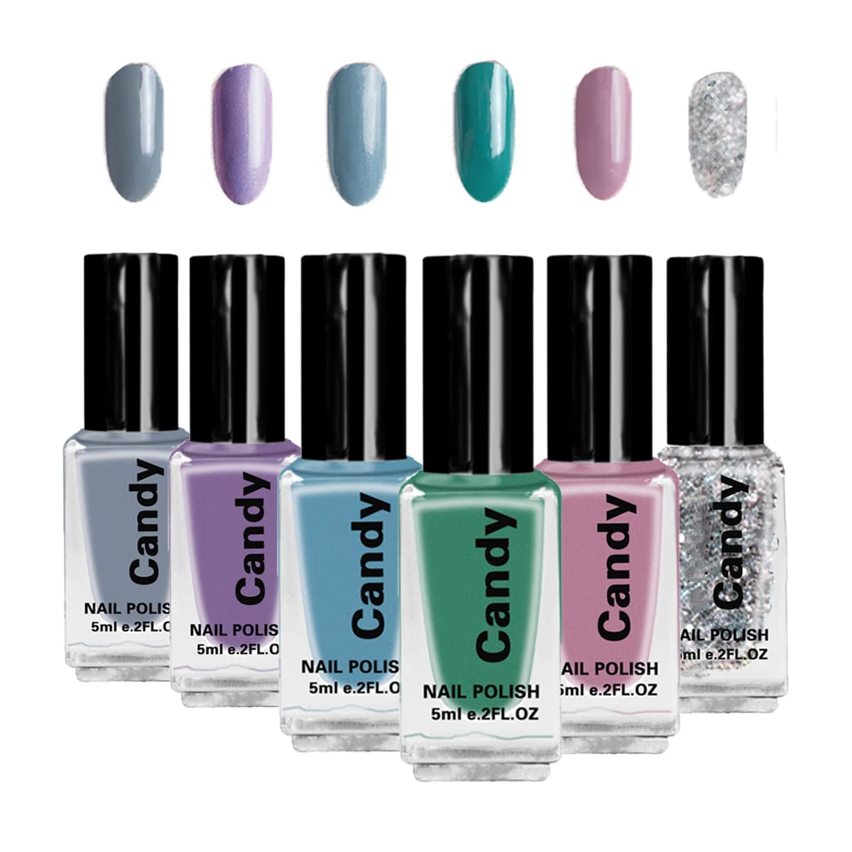 Tophany 6 Bottles Nail Polish Set, Quick Dry Long Lasting and Not Easy to Peel Off Nail Polish Nail Art Decoration for Women and