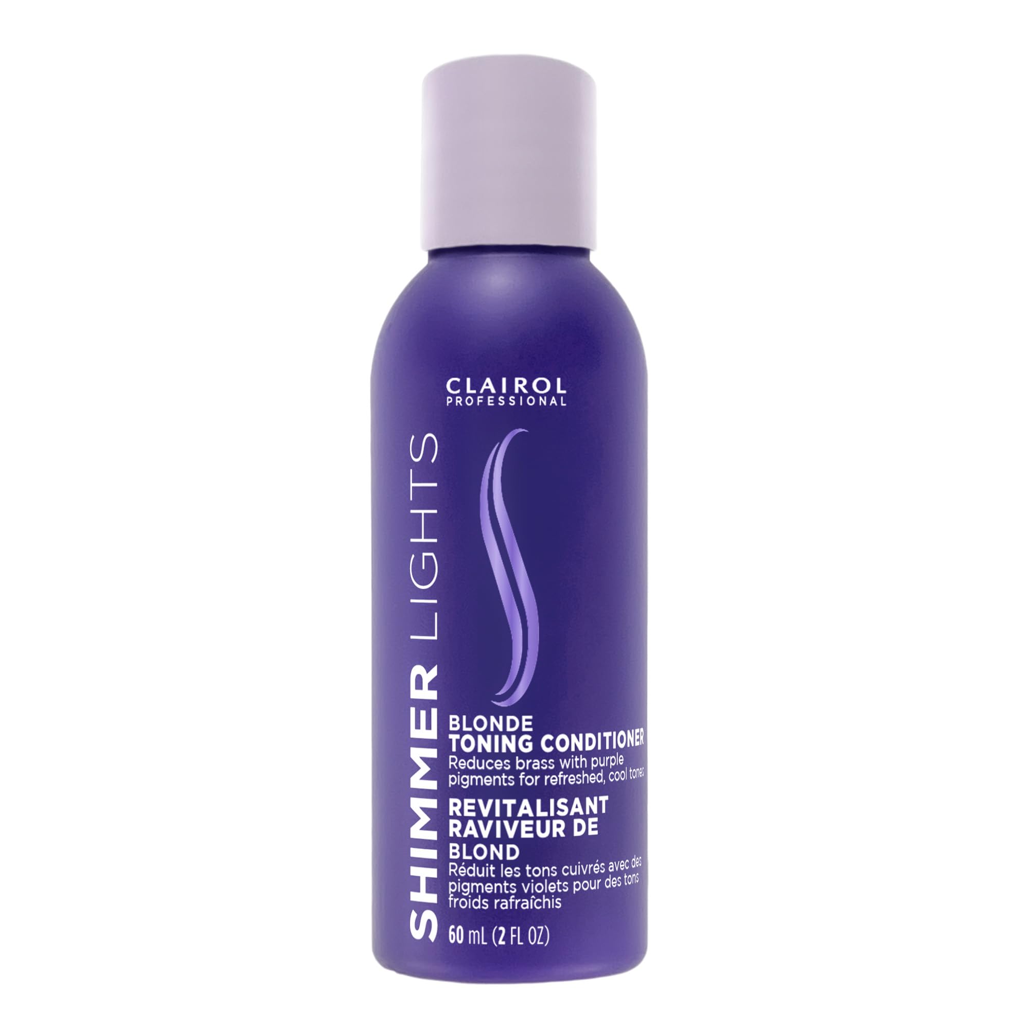 Clairol Professional Shimmer Lights Purple Conditioner, 2 Fl. Oz *Travel Size Neutralizes Brass & Yellow Tones For Blonde, Silve