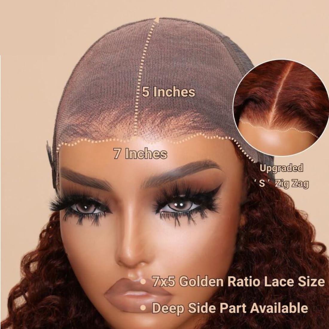 Unice Bye Bye Knots Glueless Wig Reddish Brown Yaki Straight 7X5 Pre Cut Lace Glueless Wigs Human Hair Pre Plucked Pre Bleached