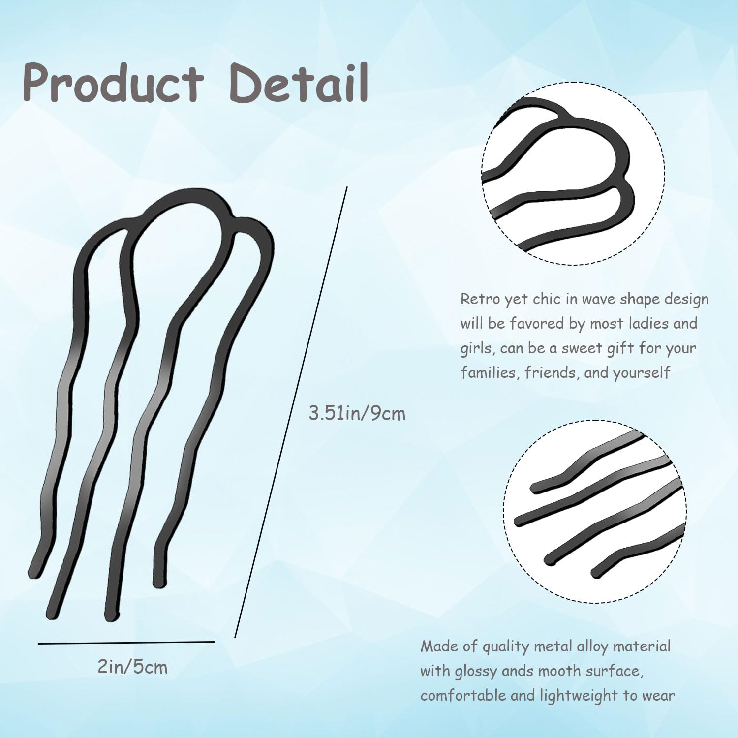 6 Pieces Metal Hair Forks And 4 Prong U-Shape Sticks - Side Combs, Teeth Pins For Updo Buns And Women'S Hair Styling Accessories