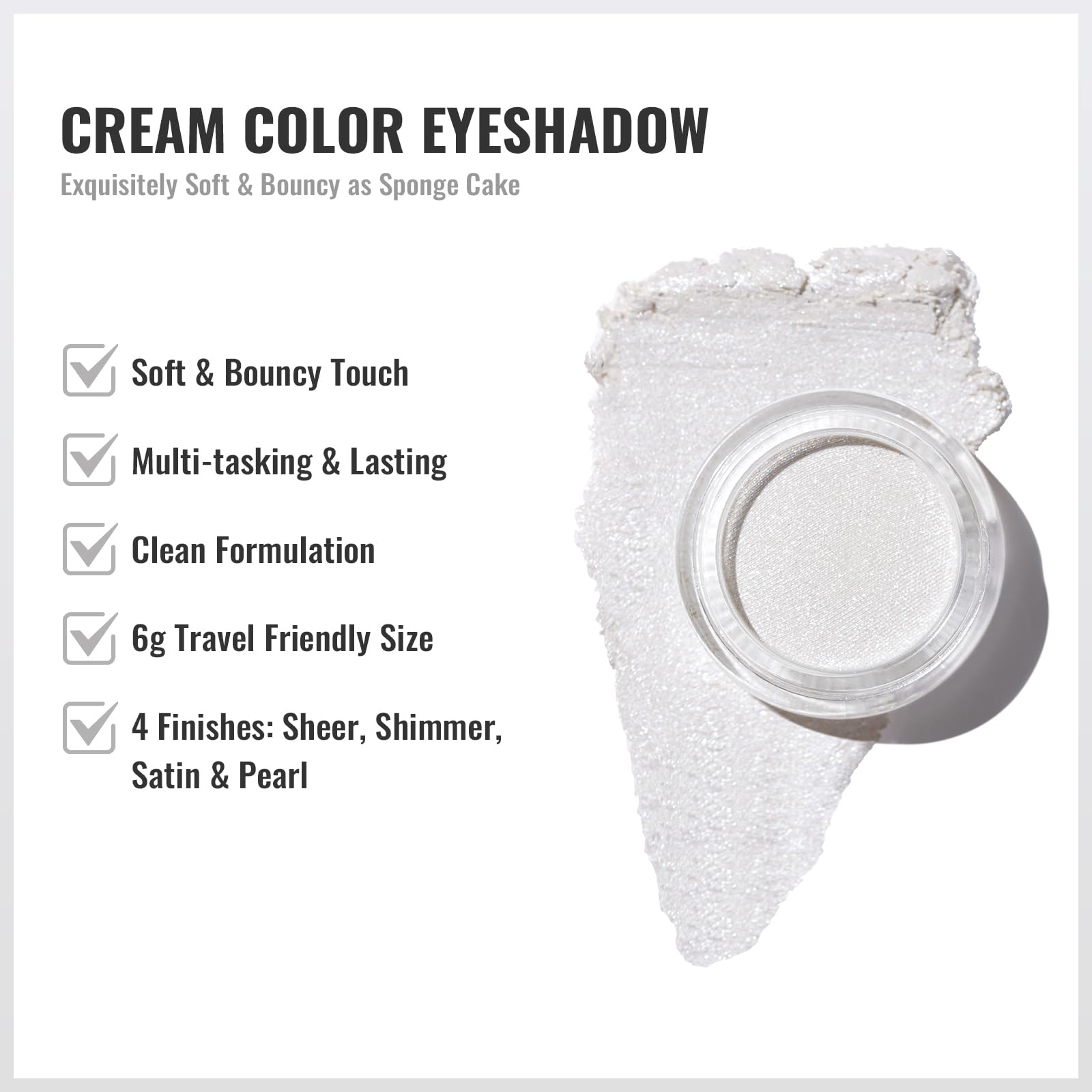 Oulac Shimmer White Cream Eyeshadow-Eyeshadow Prime| As Highlighter Waterproof & Long Lasting Glitter Eyeshadow Natural Color Ey