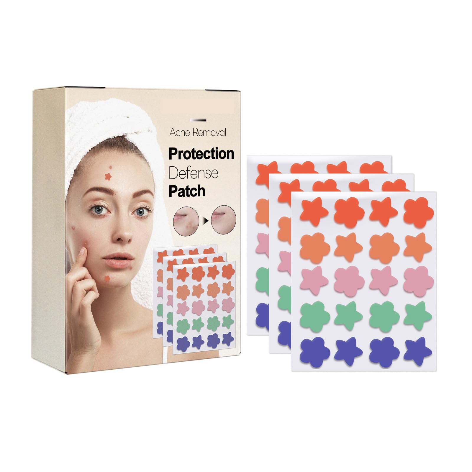 Pimple Patches, 60PCS Acne Patches for Face, Hydrocolloid Zit Patches with Tea Tree Oil for All Skin Type, Star & Flower Cute Pi