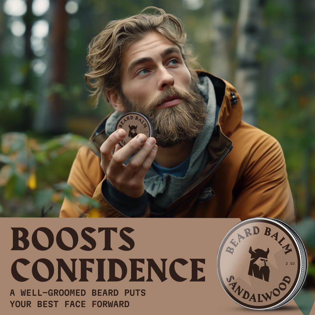 Beard Balm For Men - Leave In Beard Conditioner - Beard Styling Balm Made Of Natural & Organic Beard Butter, Argan & Jojoba Bear