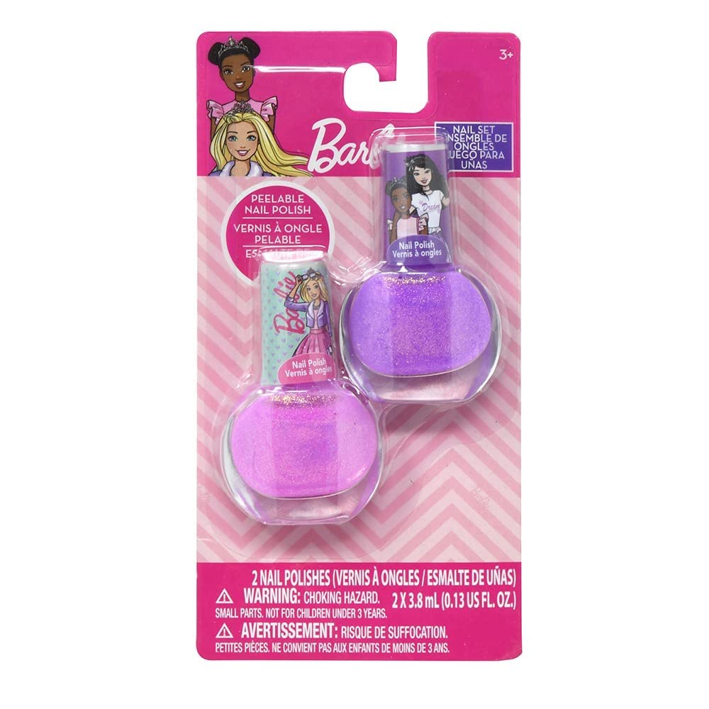 Townley Girl Barbie 2 Pack Nail Polish On Card - Water-Based, Durable - Dry Immediately And Smooth Coverage Nail Polish Set