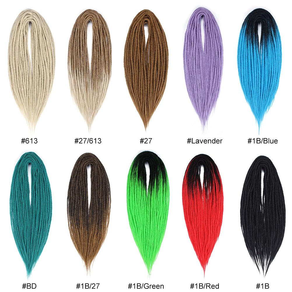 Kraler 24 Inch Double Ended Dreadlock Extensions, 20 Strands Light Brown to Blonde Synthetic DE Dreads Extensions, Thin 0.6cm Wi