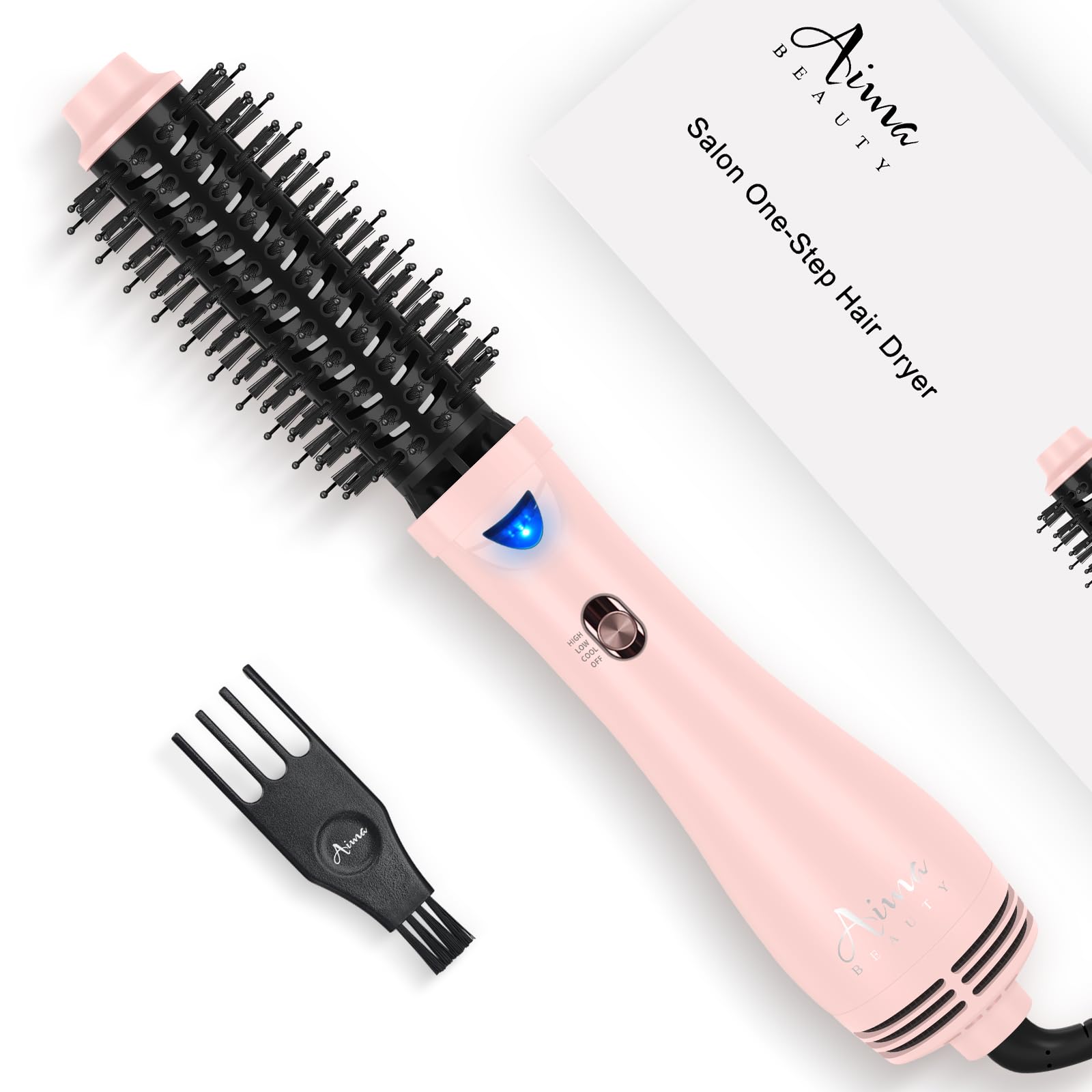 Hair Dryer Brush Blow Dryer Brush in one, Aima Beauty 1.25'' Round Brush Blow Dryer Ionic Hot Air Brush Styler Volumizer with Ce