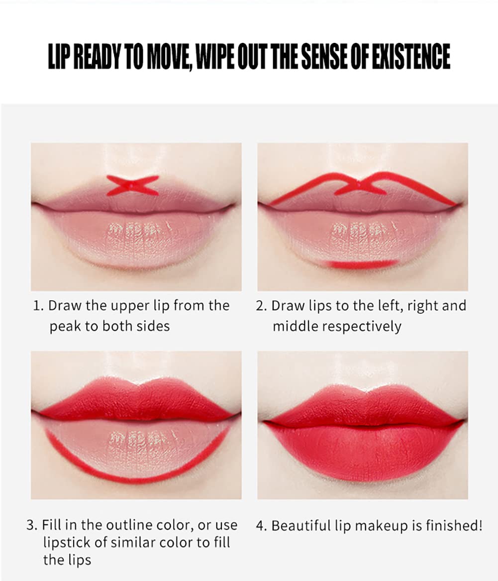 Petansy 5Pcs Double Head Matte Lipstick Set Lip Liner & Lipstick Set Long Lasting Waterproof Moisturizing Lipstick Set(D)