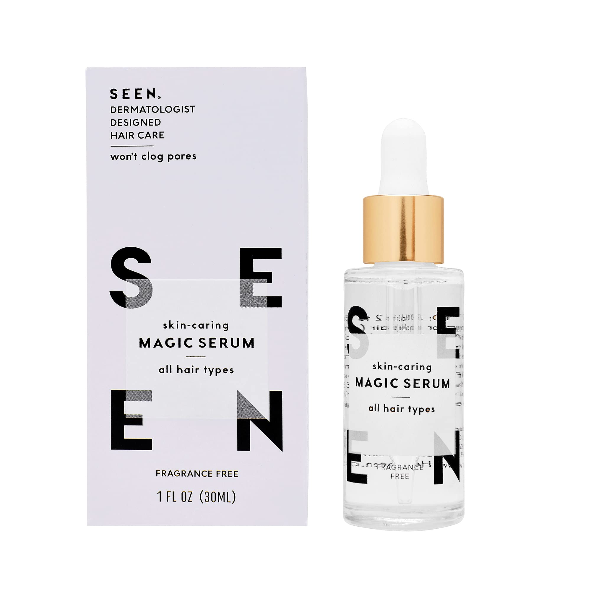 SEEN Magic Serum, Fragrance Free - Non-Comedogenic & Sulfate-Free Hair Serum- Anti Frizz- Dermatologist-Developed - Safe for Sen