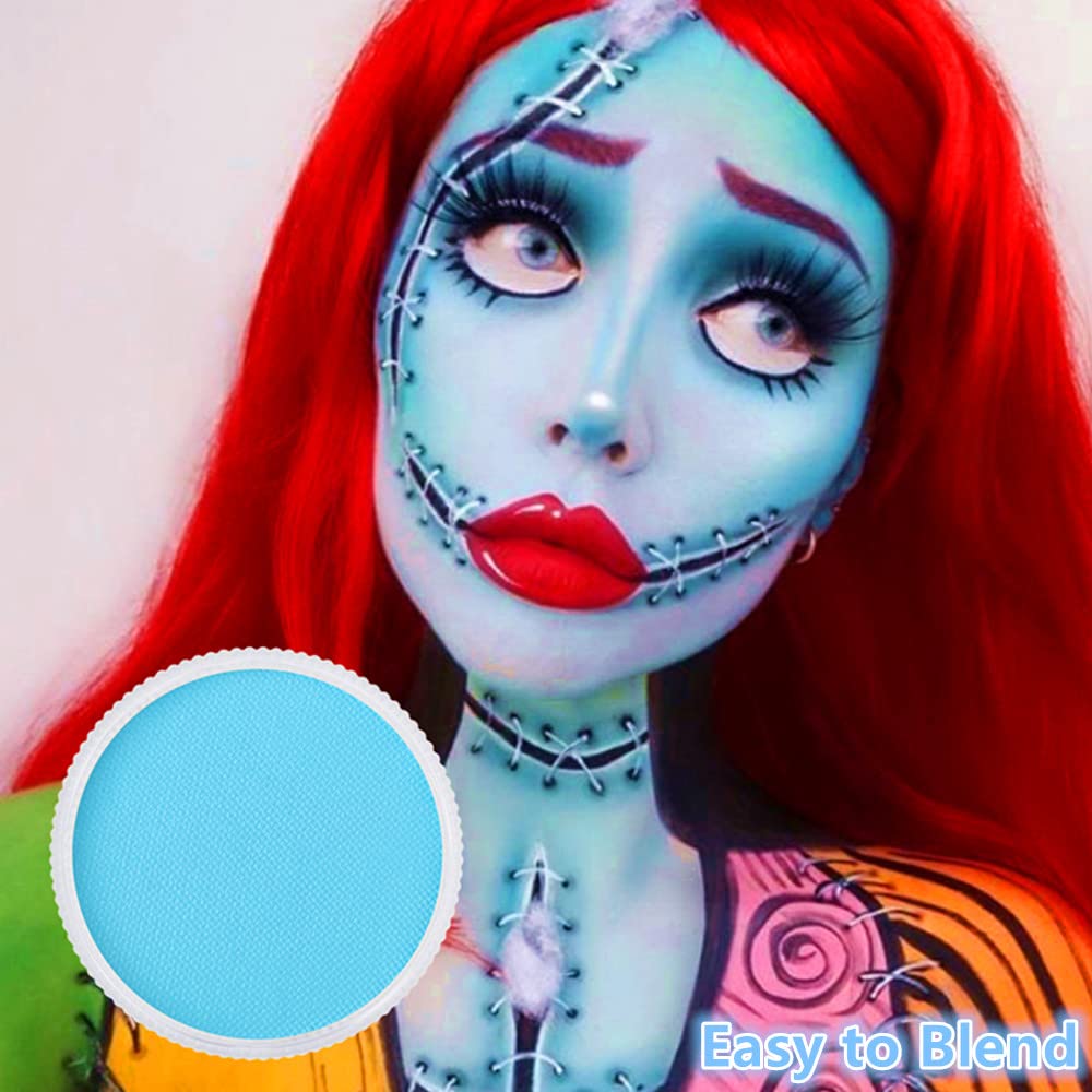 Go Ho Light Blue Face Paint Washable For Halloween Makeup,Creamy To Gel Water Based Body Paint Full Coverage For Adults Children