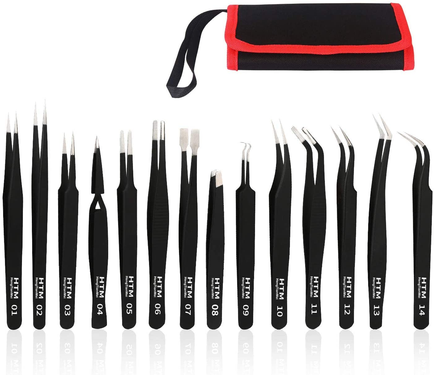 Hengtianmei Precision Tweezers Set, Esd Anti-Static Stainless Steel Tweezers Set For Craft, Jewelry, Electronics, Laboratory Wor