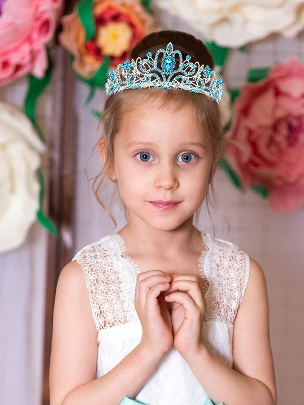 Cocide Blue Tiara Crowns Crystal Headband Princess Rhinestone Crown With Combs Bride Headbands Bridal Wedding Prom Birthday Part