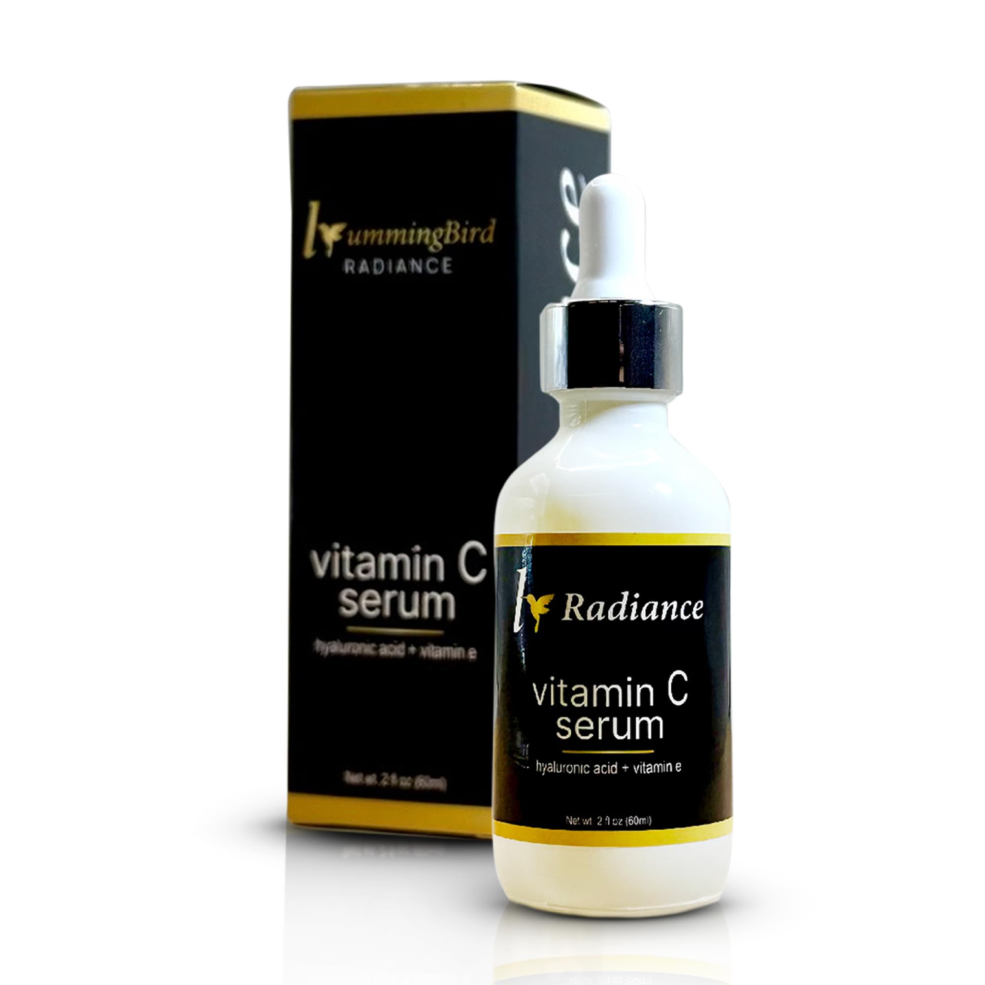 Hummingbird Radiance: Vitamin C Serum with Hyaluronic Acid and Vitamin E, AntiAging Face Serum for Dark Spots, 2 fl oz.