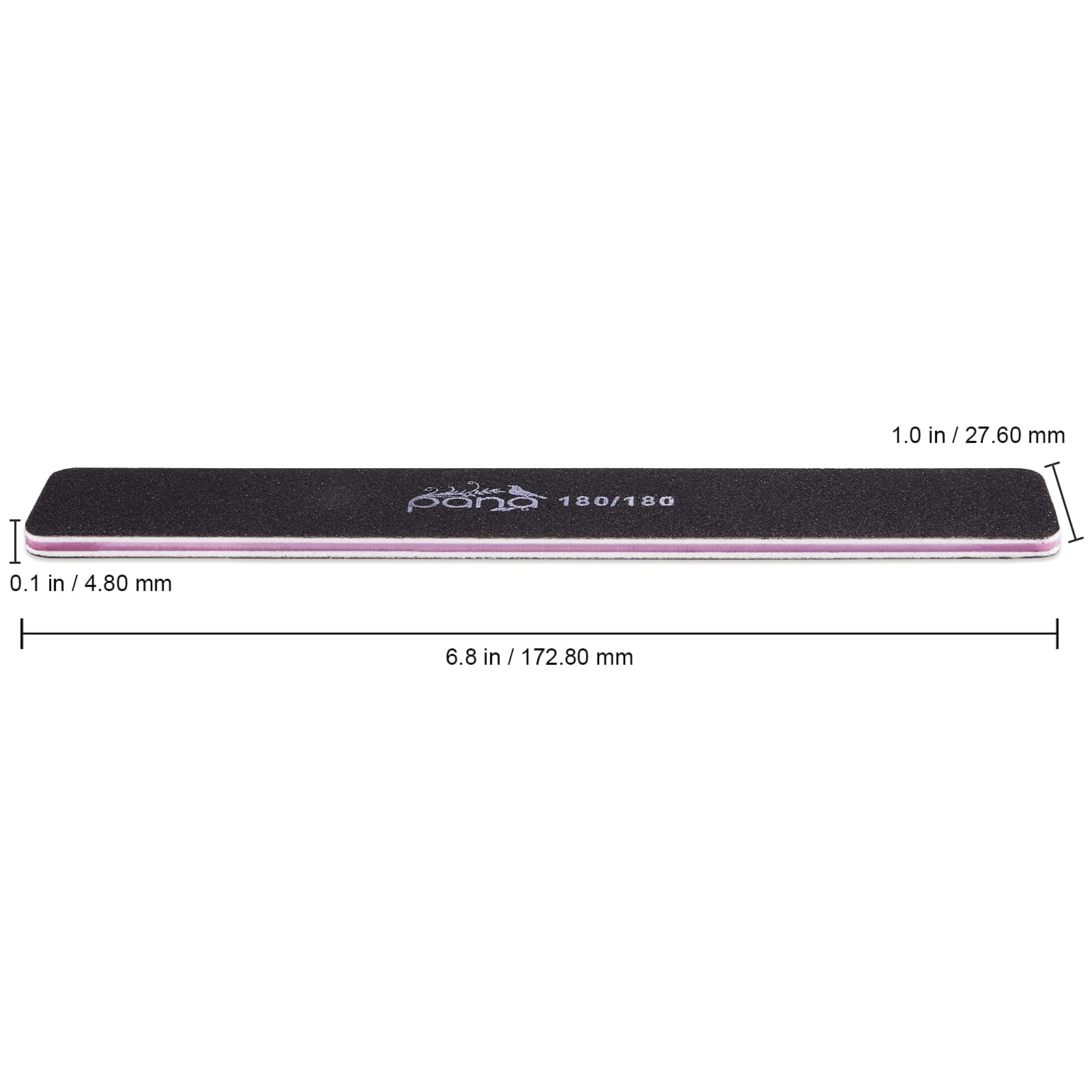 10Pcs - Pana Jumbo Double-Sided Emery Nail File For Manicure, Pedicure, Natural, And Acrylic Nails - Black (Grit 180/180)