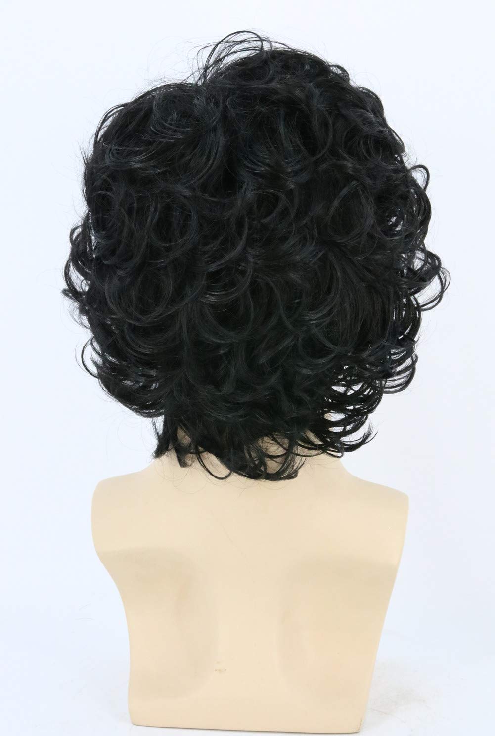 Topcosplay Men Wigs Black Short Curly Layered Man Wig Cosplay Halloween Character Costume Wig