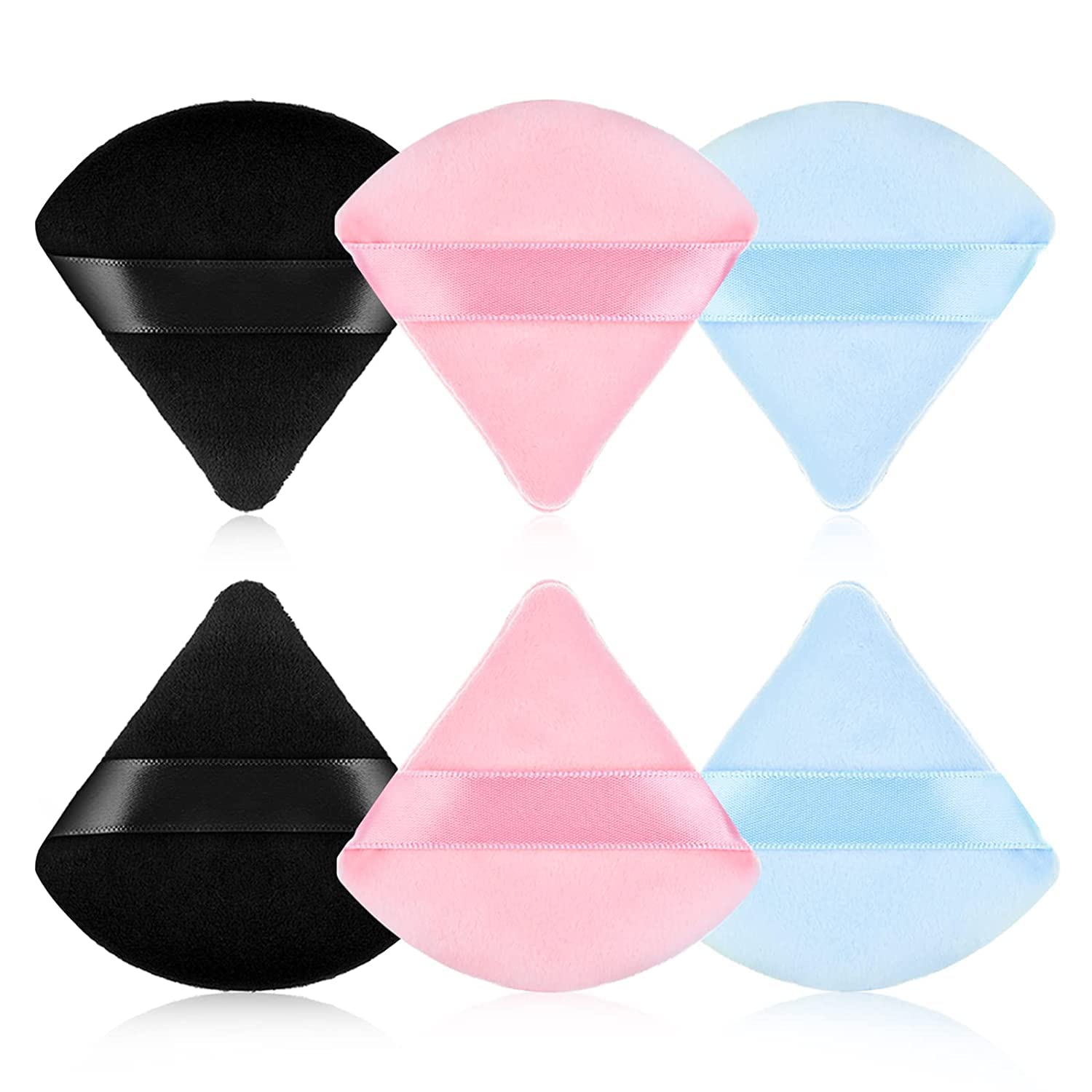 Jibaro 6 Pieces Powder Puff Soft Face Triangle Makeup Puff For Loose Powder Body Cosmetic Foundation Sponges Beauty Blender Make