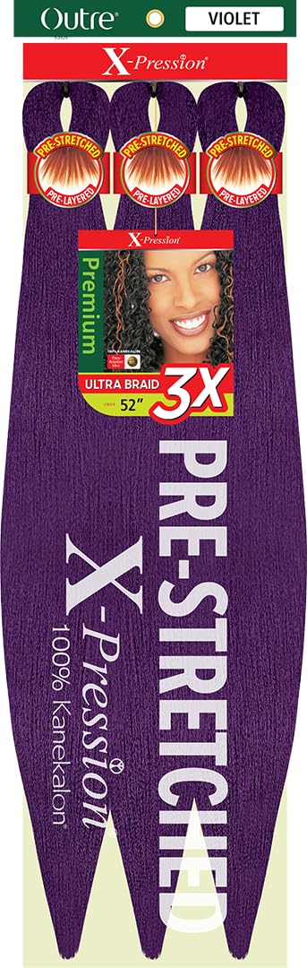[5 Pack Deal] Outre X-Pression Braid-Pre Stretched Braid 52'' 3X 5 Packs (Violet)