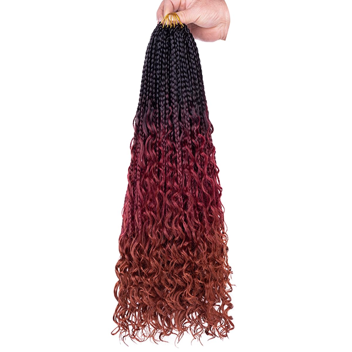 COOKOO 8 Packs Goddess Box Braids Crochet Hair 22 Inch Bohemian Hippie Box Braids Crochet Hair with Curly Ends Synthetic Crochet