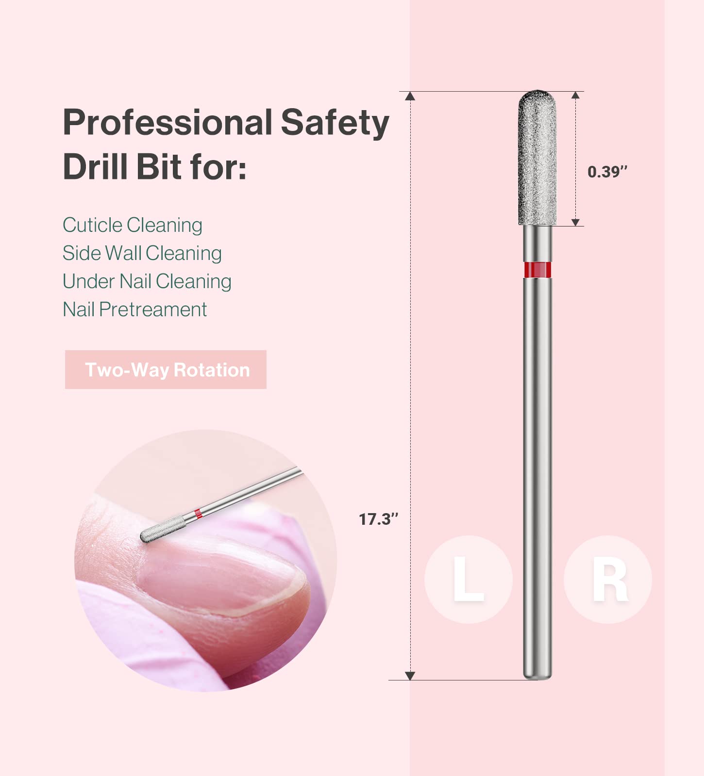Melodysusie 3Mm Rounded Top Barrel Cuticle Clean Nail Drill Bit 3/32 ' ', Professional Safety Carbide Diamond Under Nail Cleaner