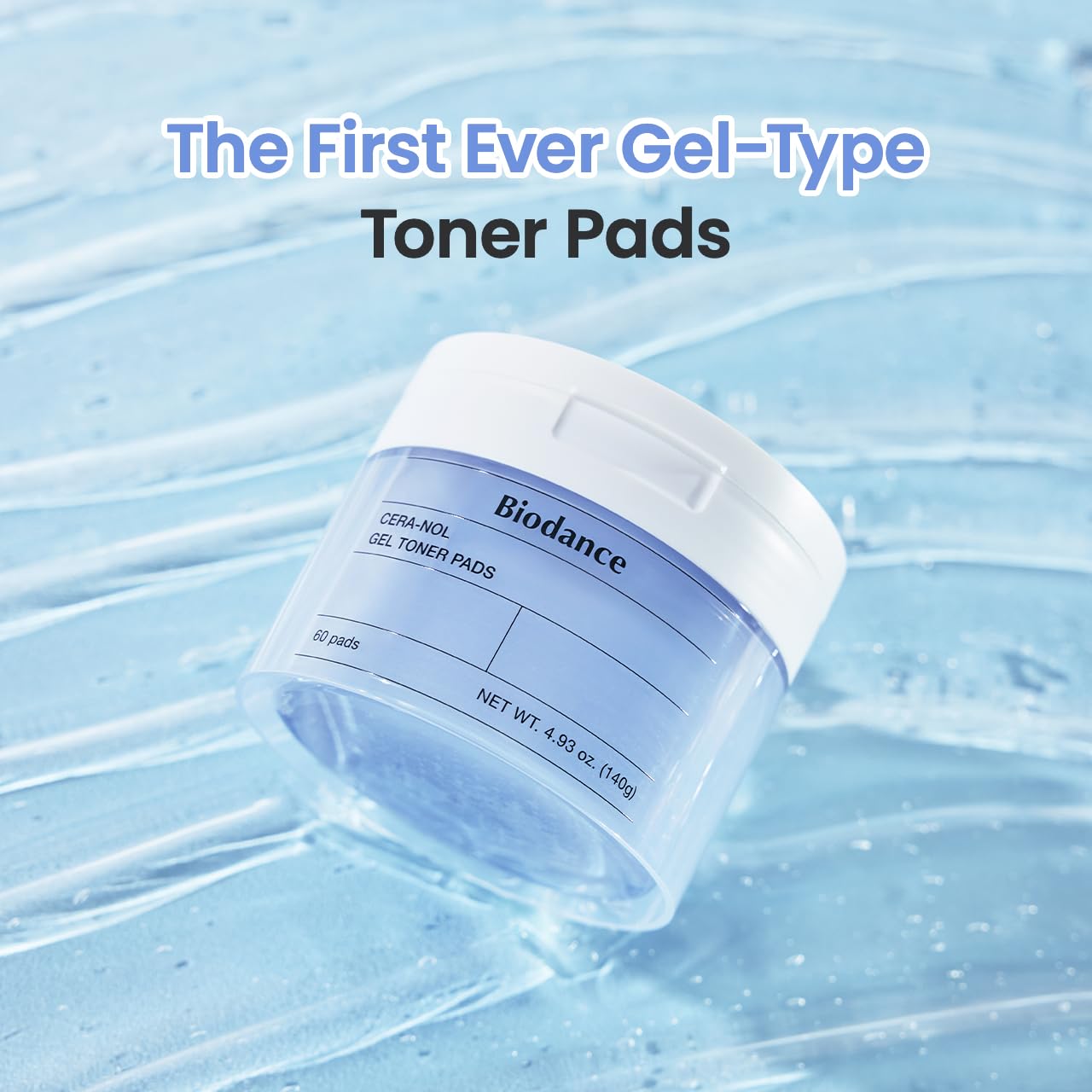 Biodance Cera-Nol Gel Toner Pads | Hydrating, Soothing Korean Toner Pads For Sensitive Skin | 4.93 Fl.Oz.(140G), 60Pads