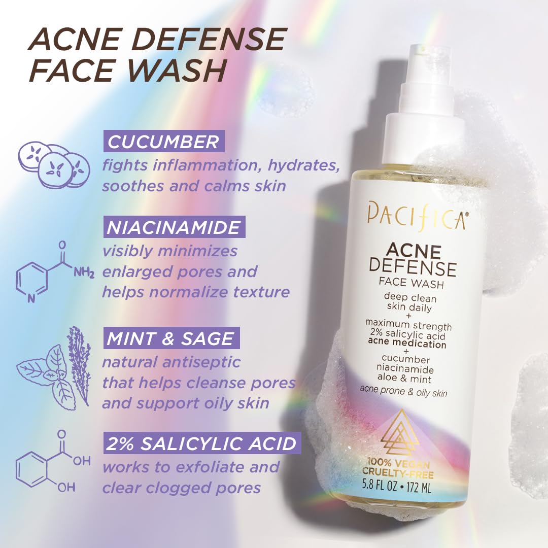 Pacifica Acne Defense Face Wash Unisex 5.8 Oz