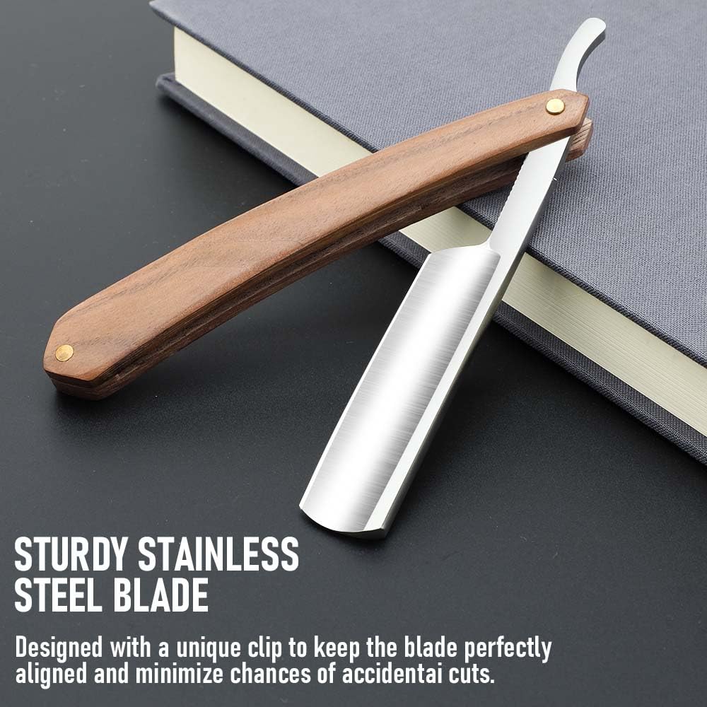 Straight Razors For Men Professional Straight Edge Barber Razor Premium Stainless Steel Shaver Razor With Shaving Strop For Men