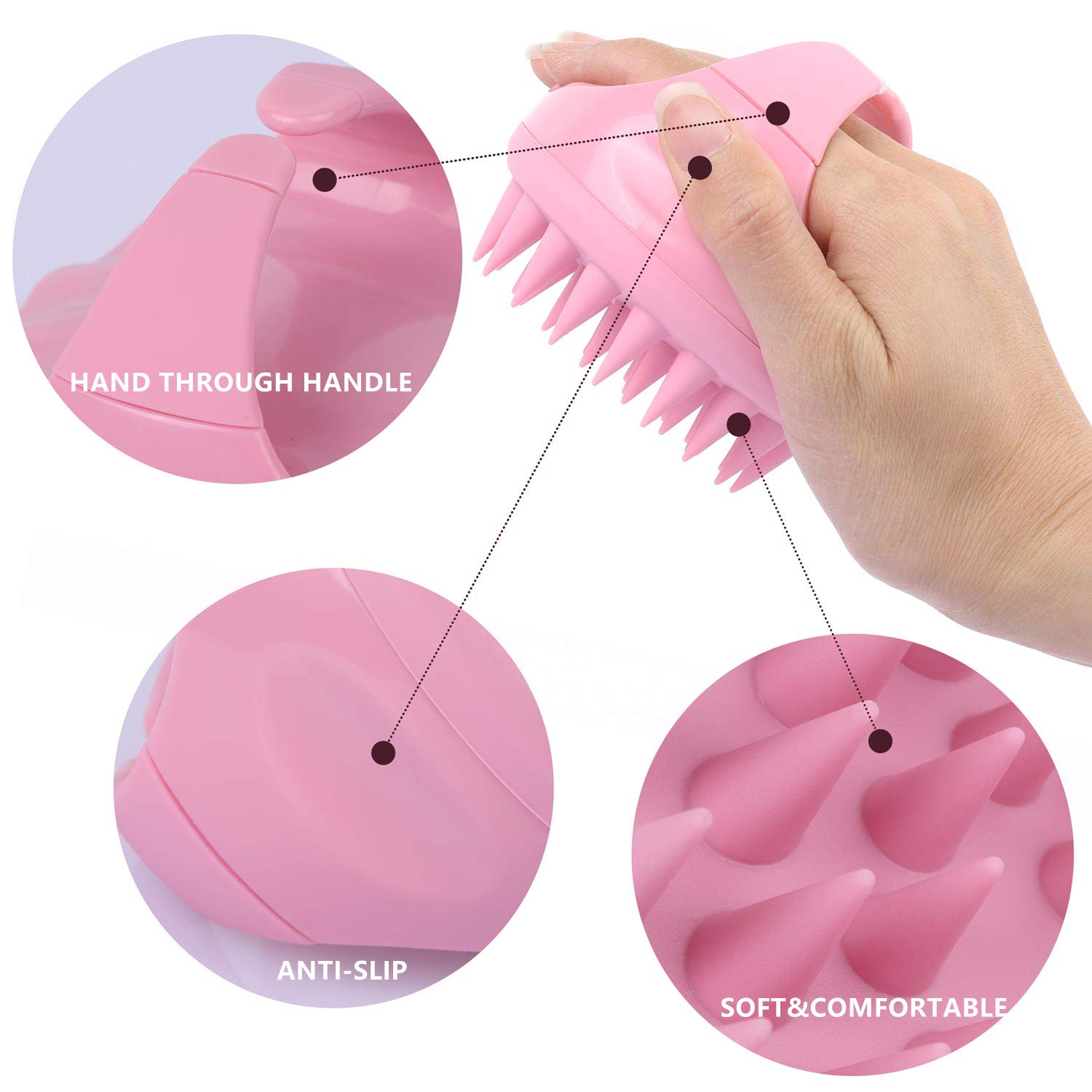 Silicone Hair Scalp Brush Shampoo Brush Scalp Massager Exfoliating Hair Cleaning Brush Head Scrubber For Shower - Pink