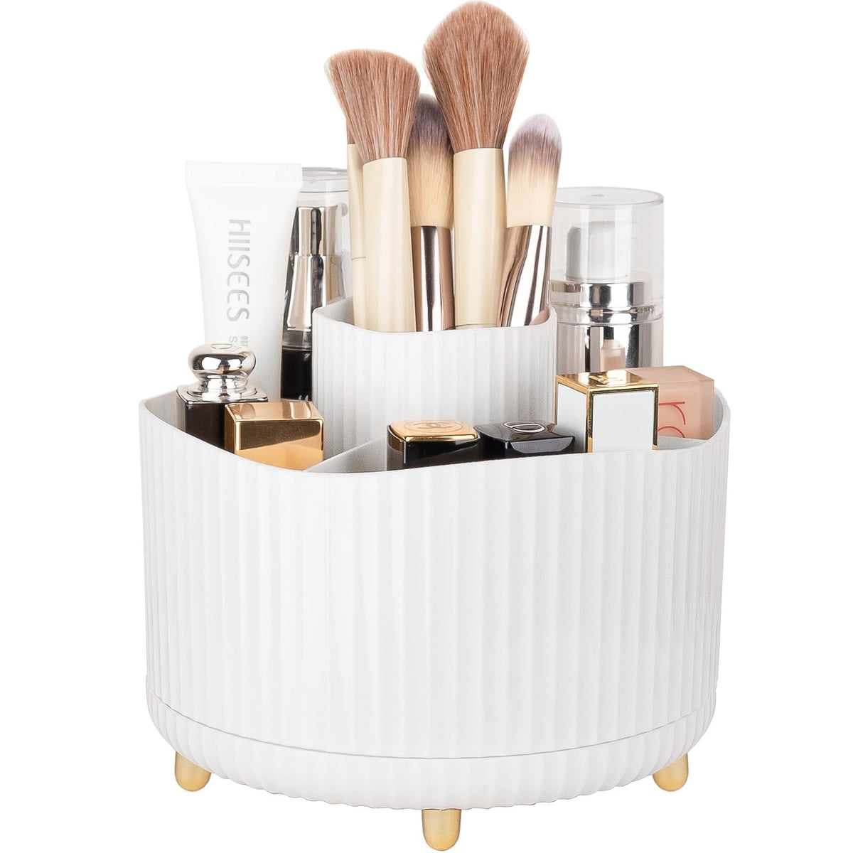 Anyoifax 360 Rotating Makeup Brush Holder Organizer, Make up Brushes Cup for Vanity, 5 Slot Spinning Makeup Organizers for Cosme