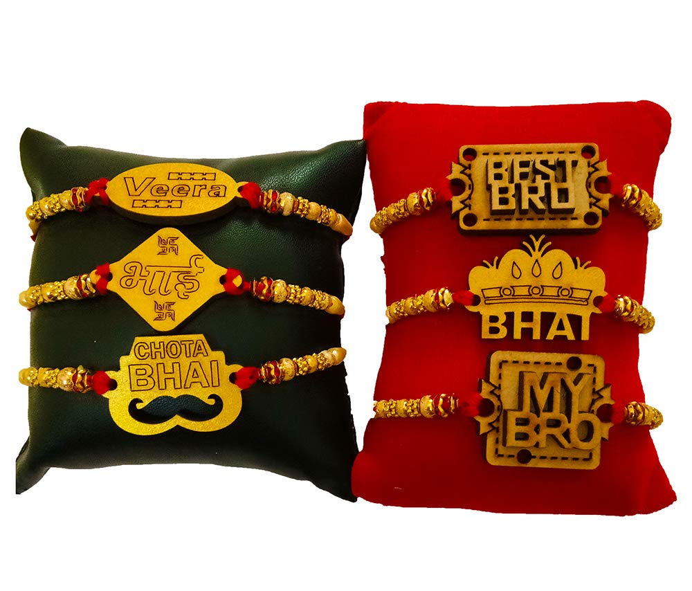 Avanti Creations Combo Of 6 Rakhi Bracelet For Men Swag Rakhi With Roli Chawal
