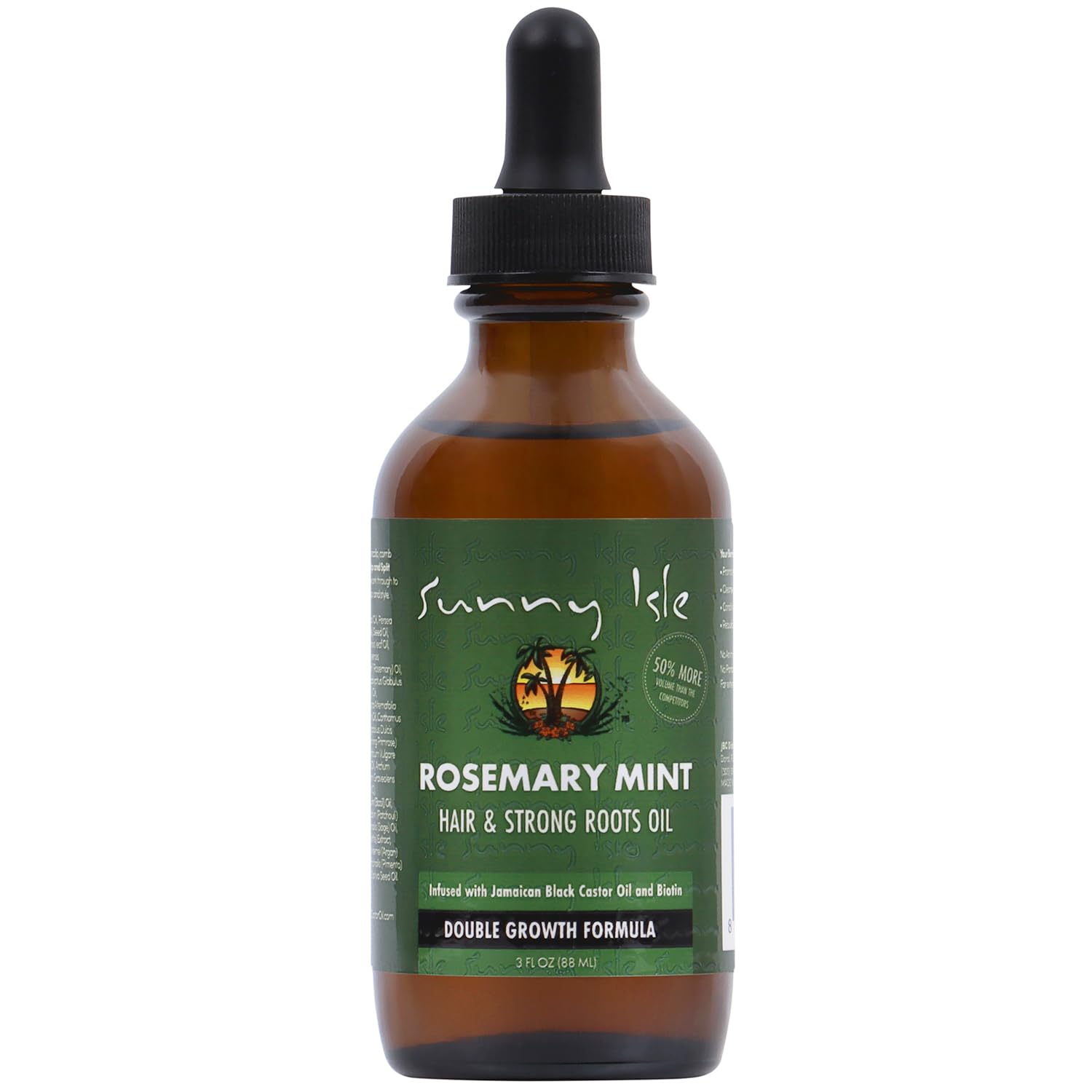 Sunny Isle Rosemary Mint Hair and Strong Roots Oil 3oz | Infused with Biotin & Jamaican Black Castor Oil | Strengthen and Nouris