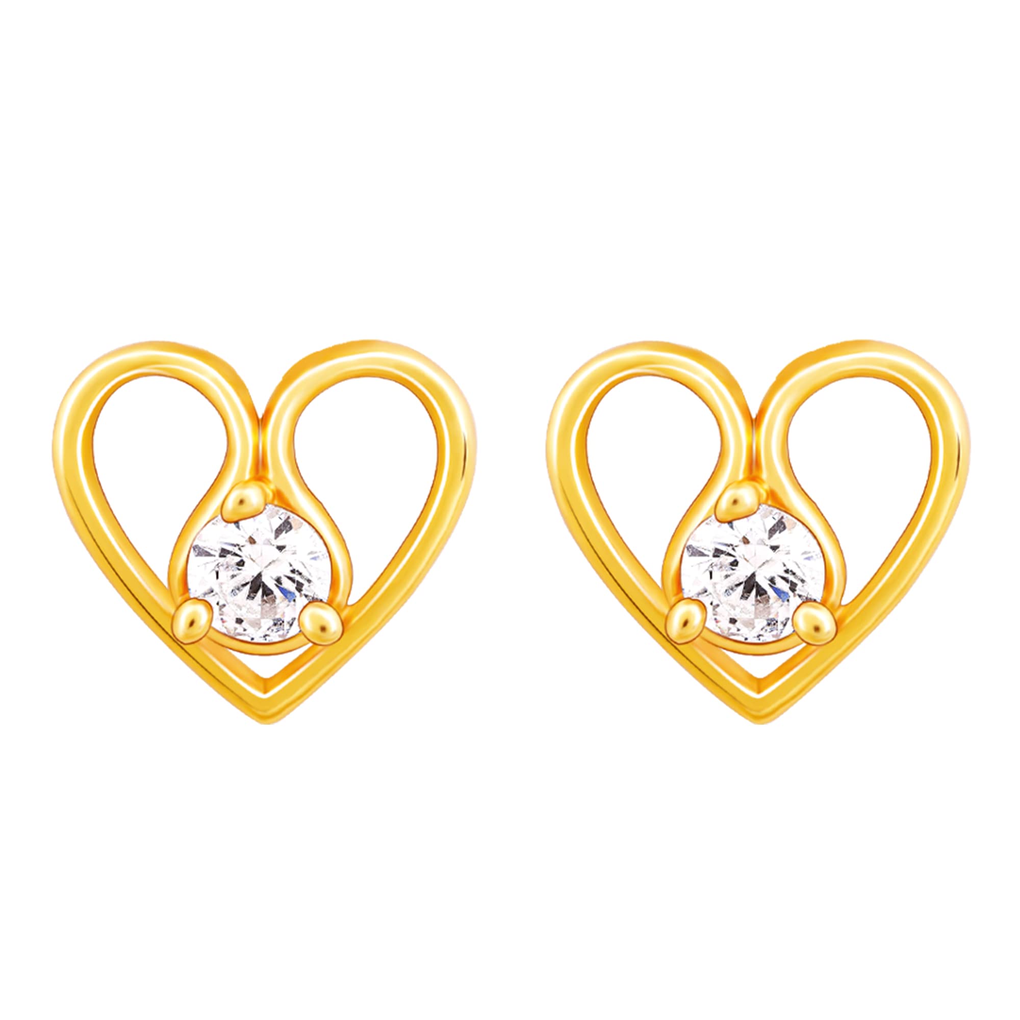 Giva 925 Silver Golden Zircon Studded Heart Earrings |Studs To Gift Women And Girls | With Certificate Of Authenticity And 925 S