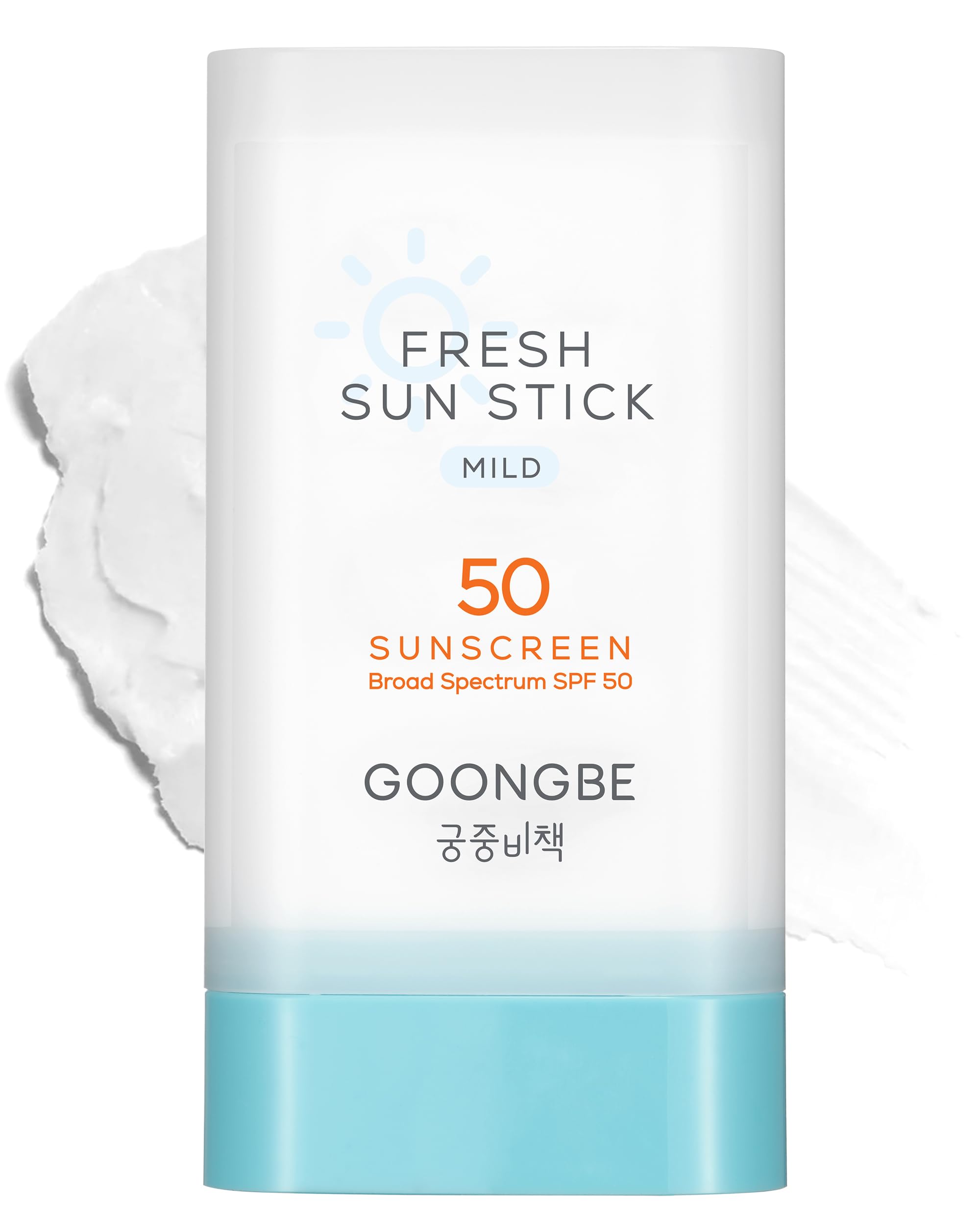 GOONGBE Fresh Sun Stick Mild SPF 50 - No White Cast Zinc Oxide Mineral Sunscreen Stick Balm - Non Greasy Soft Matte Finish - Tra
