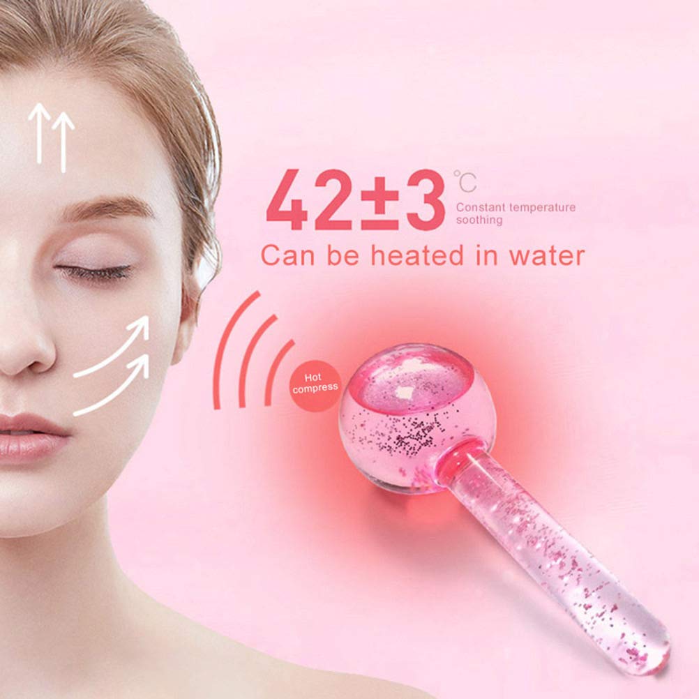 Cibluty Facial Ice Beauty Ball- 2Pc Globes Pink Facial Roller For Cold Or Hot Skin Massagers Globe Durable Quartz Glass For Face