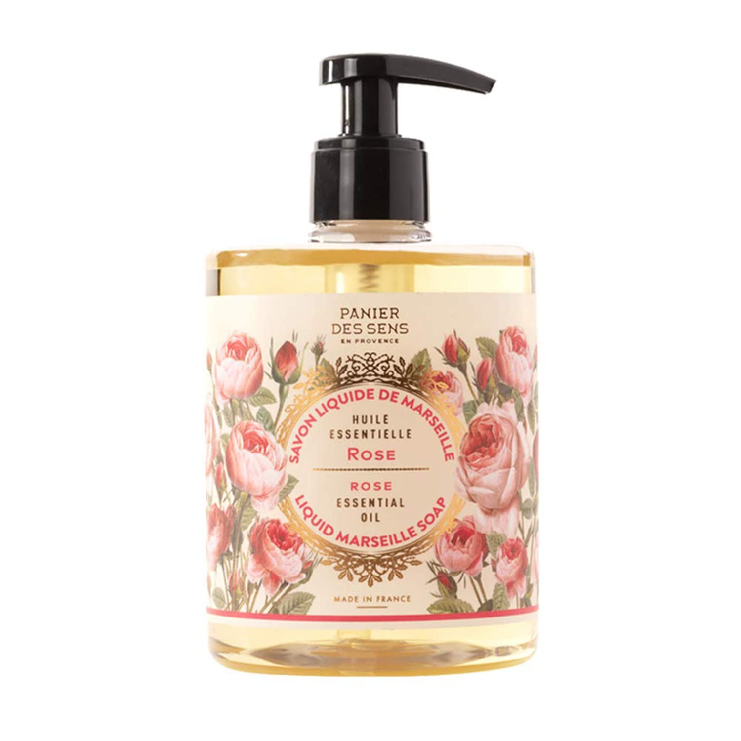 Panier Des Sens - Marseille Liquid Hand Soap - Rose Hand Wash - Moisturizing Soap With Coconut Oil - Bathroom & Kitchen Refillab