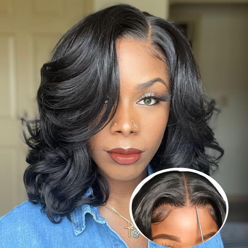 BLOCKICE Wear and Go Glueless Wig Human Hair Pre Cut lace Wigs For Black Women body Wave Lace Front Wigs Human Hair pre plucked 