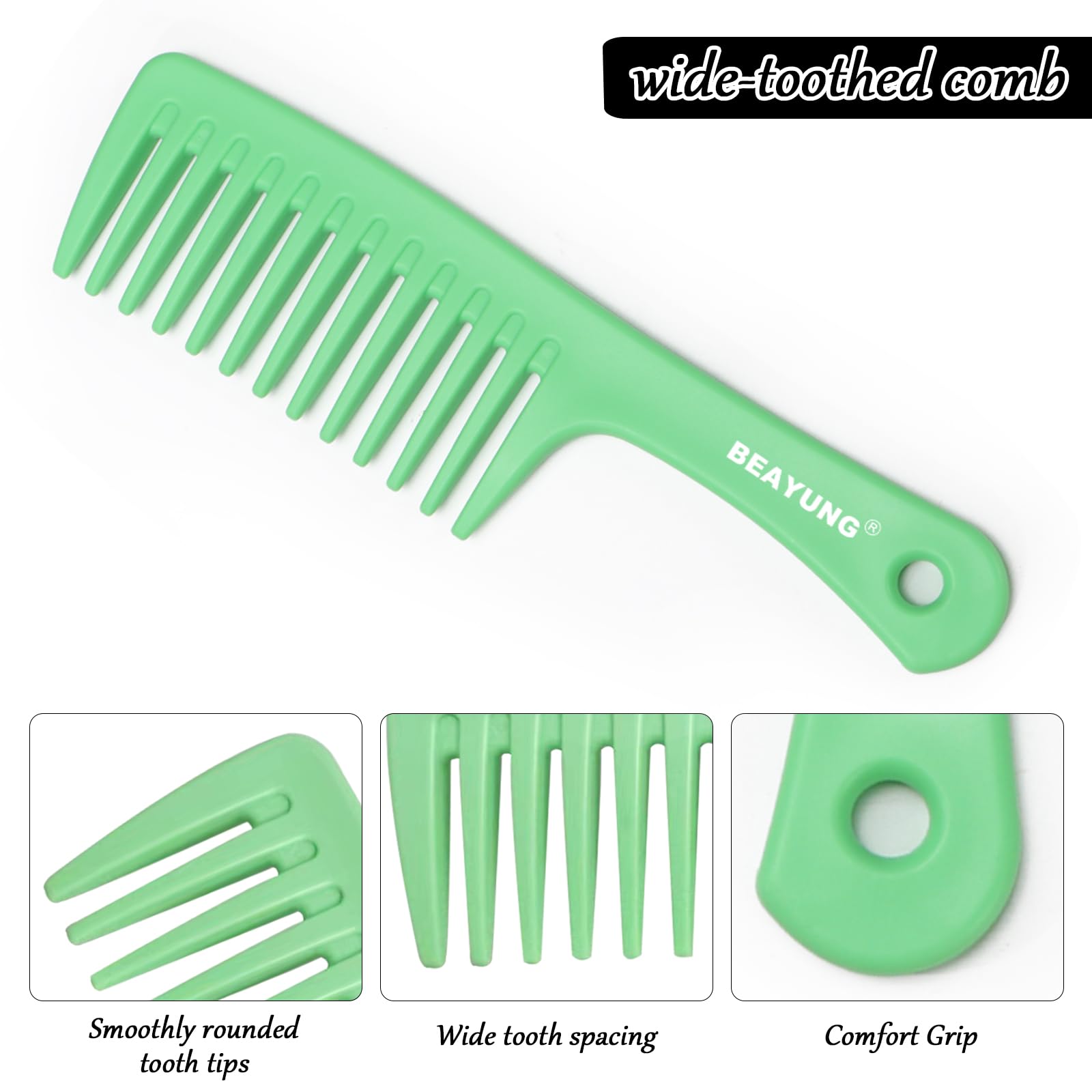 Beayung 2 Pcs Large Wide Tooth Comb, Shower Combs For Women, Curly Hair Brush, Detangling Comb, Hair Styling Comb, Hairdressing