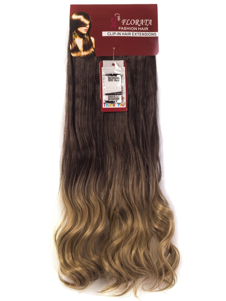 LELINTA 7Pcs 16 Clips 24 Inch Wavy Curly Full Head Clip in on Double Weft Hair Extensions Dark Brown To Ash Blonde