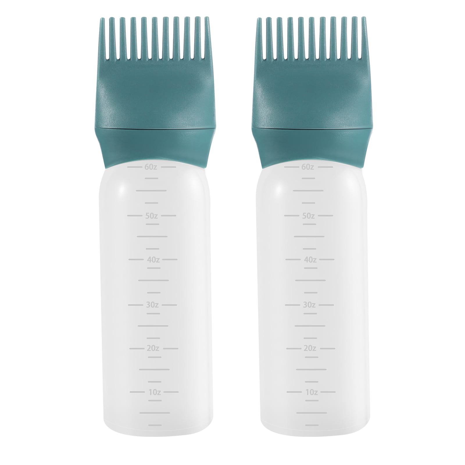 Pimoys Hair Oil Applicator Bottle 6 Ounce, 2 Pack Root Comb Applicator Bottle Hair Dye Bottle Oiling Applicator Brush with Gradu