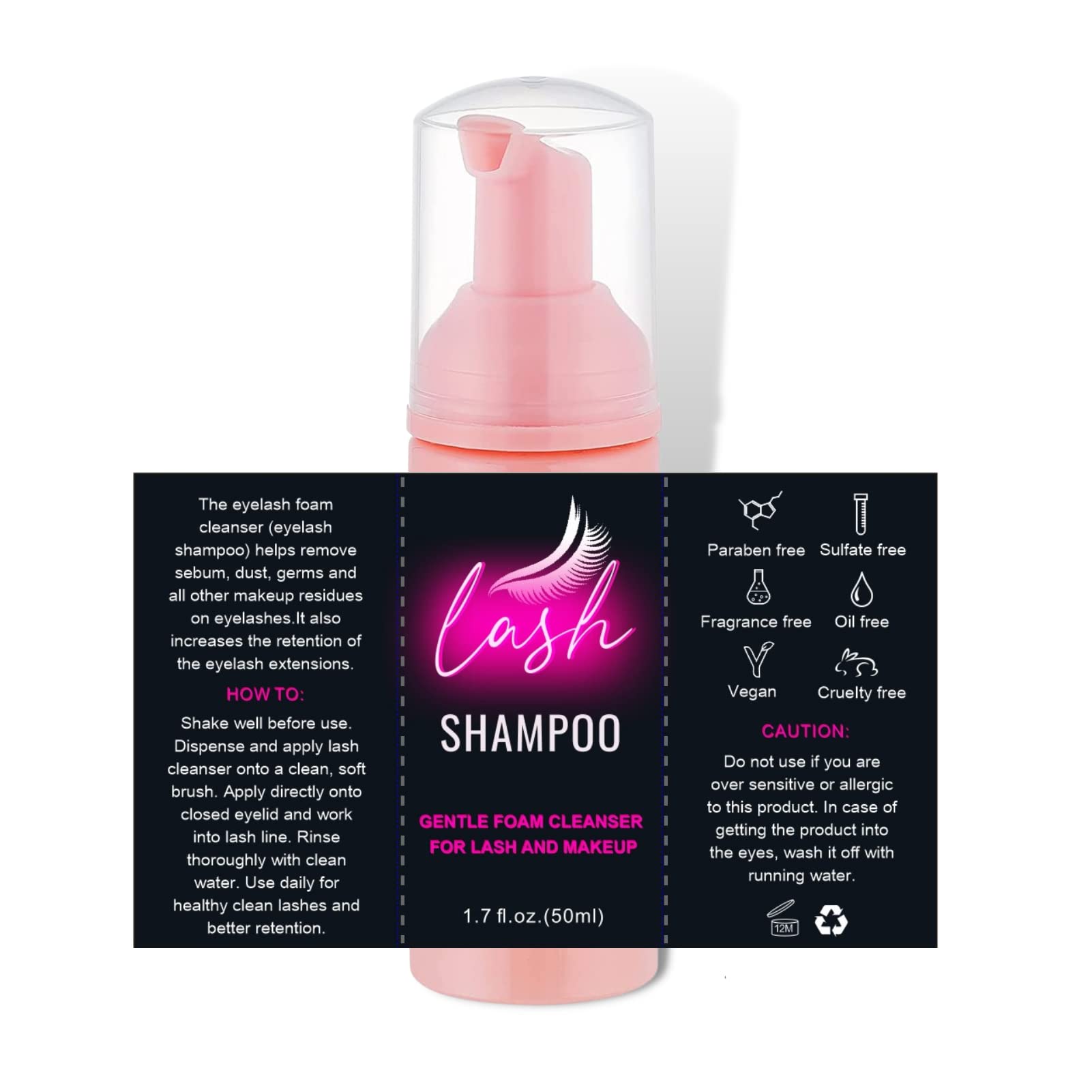 Lash Shampoo Label Stickers For Bottle 50Pcs Eyelash Extensions Bath Wash Labels For Foam Pump Dispenser