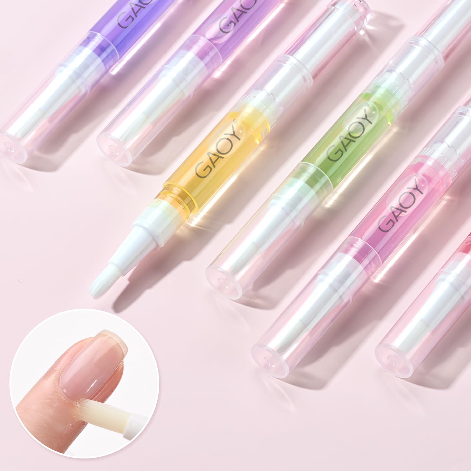 GAOY Cuticle Oil Pen Set, 6Pcs Manicure & Pedicure Accessories with Vitamin E for Nourished and Revitalized Nails, Professional 
