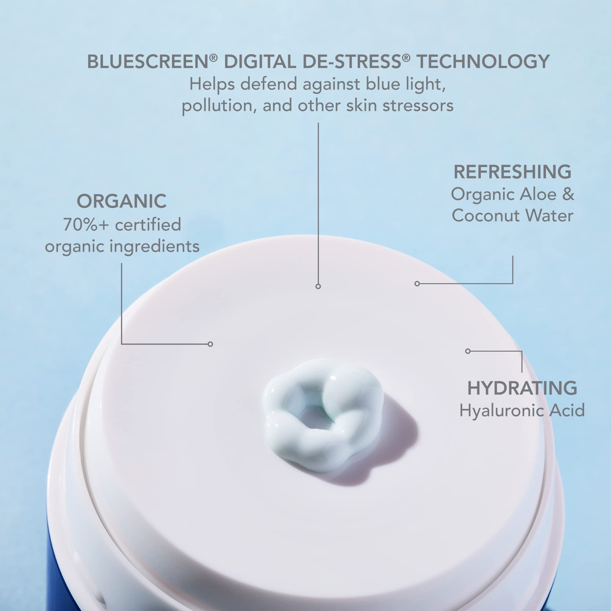 Coola Organic Refreshing Water Cream Face Moisturizer With Spf 50, Dermatologist Tested Face Sunscreen With Plant-Derived Bluesc