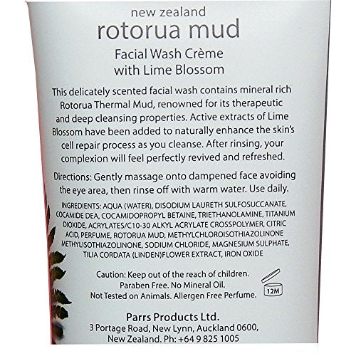 Wild Ferns Rotorua Mud Facial Wash crAme with Lime Blossom, 130 milliliters