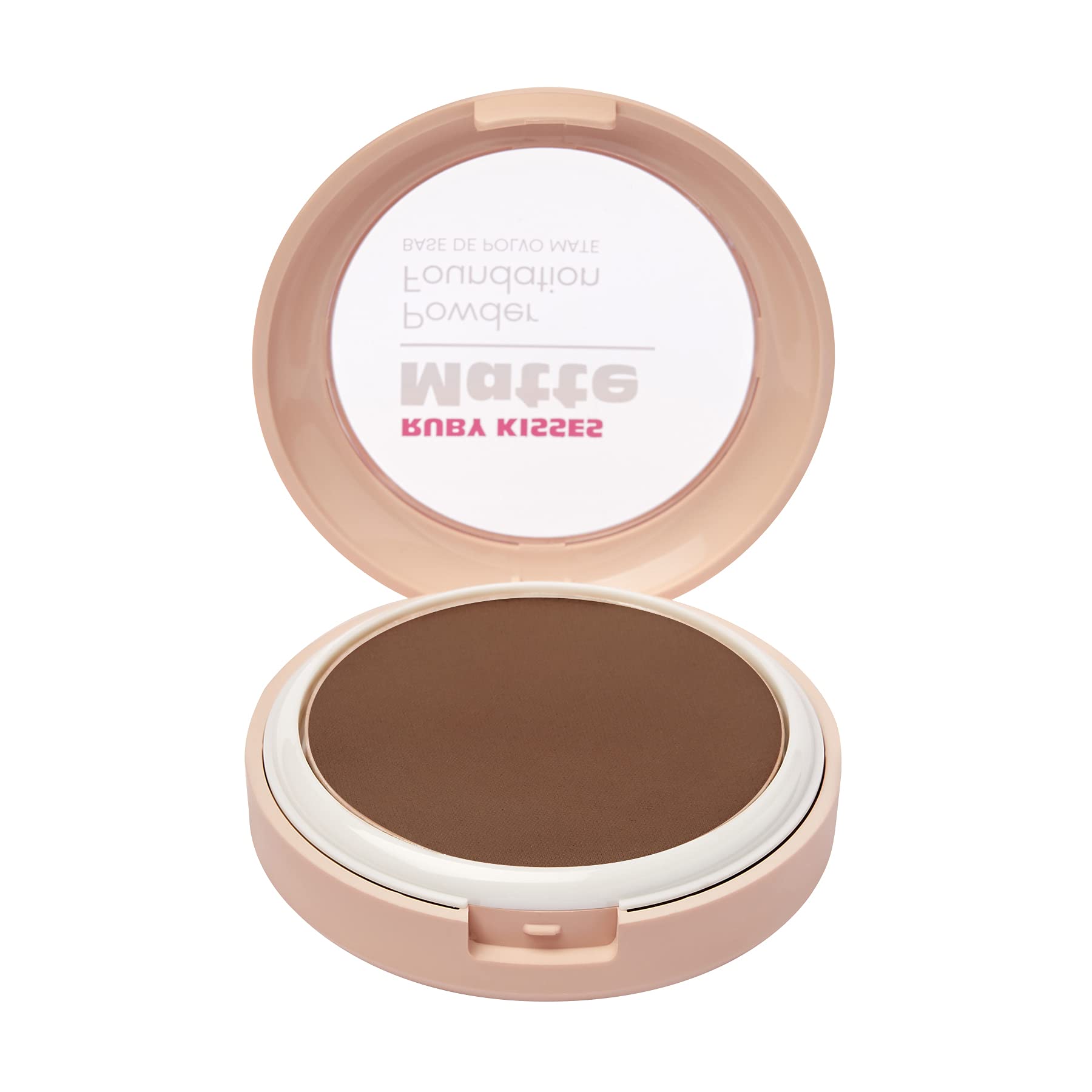Ruby Kisses Matte Powder Foundation, Ebony, 8 Shades, Sponge & Mirror Included, Full Coverage, Versatile Pressed Powder Finisher
