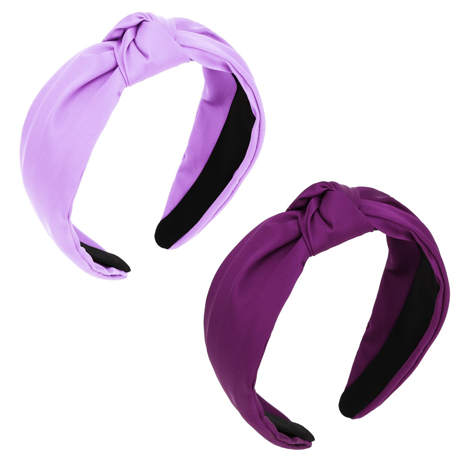 Wecoe 2pcs Headbands for Women, Fashion Stylish Top Knotted Headband Wide Cloth Hairband Hair Accessories for Women & Girls (Lig