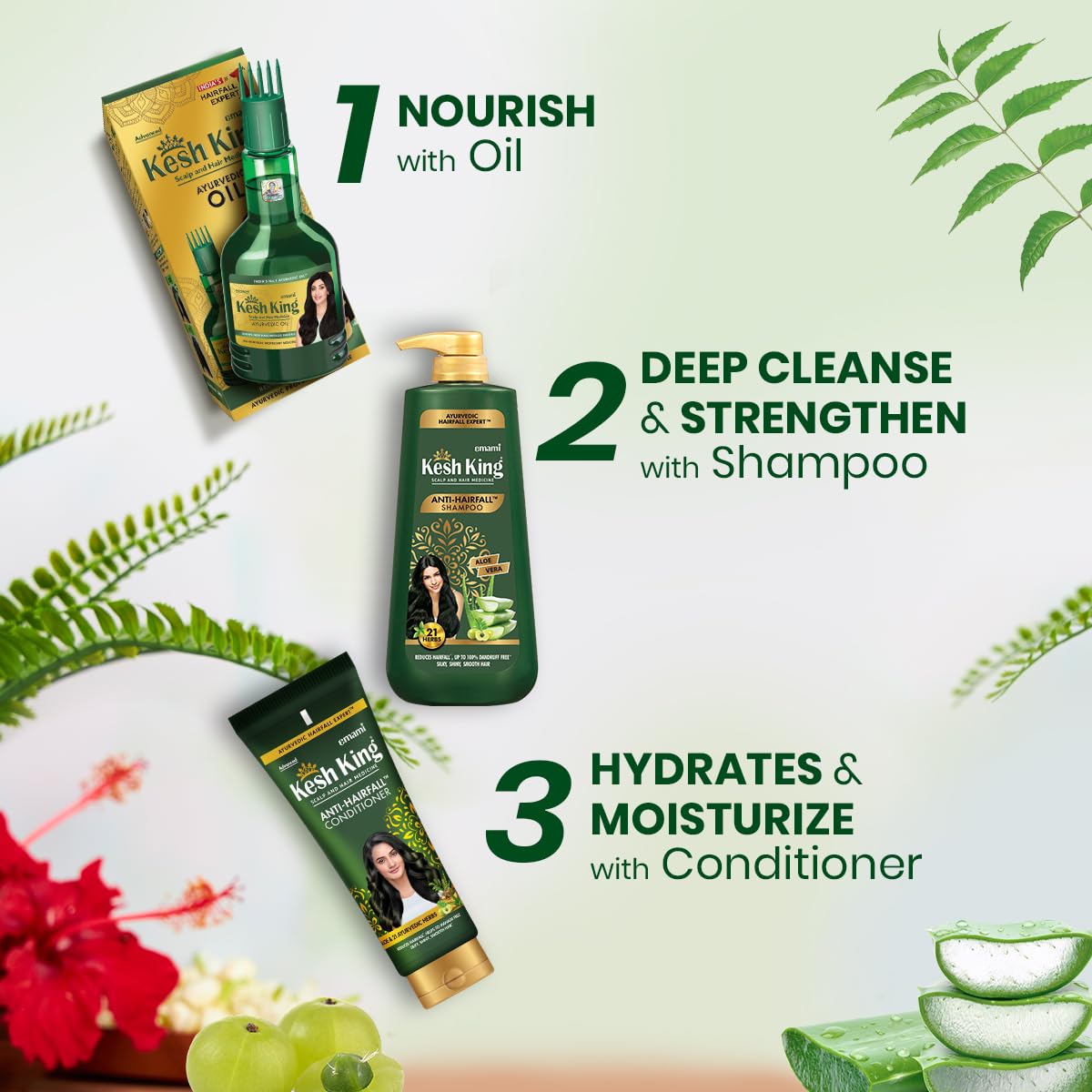 Emami Kesh King Anti Hairfall Shampoo | With 21 Ayurvedic Herbs & Aloe Vera | Provides Healthy Nourished Scalp | For Shiny & Smo