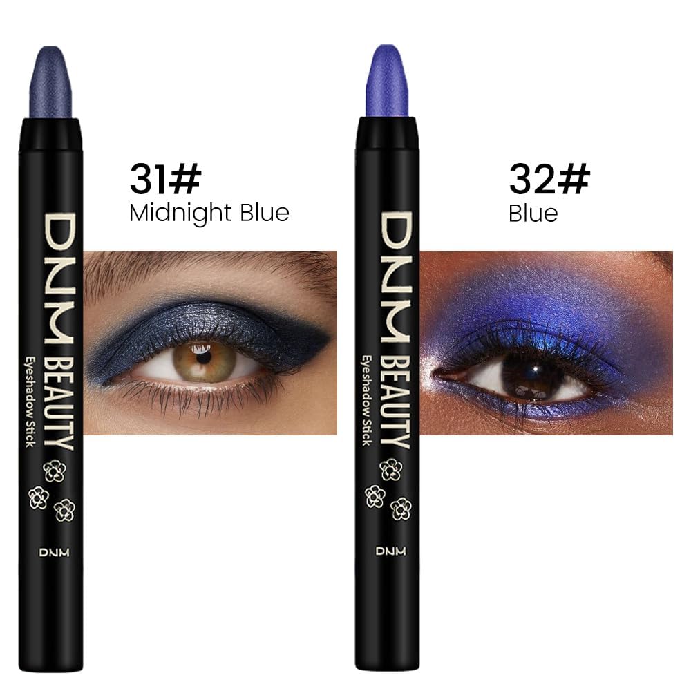 Evpct 2Pcs Cream Eyeshadow Sticks Set For Eyes Waterproof, Midnight Blue Shimmer & Blue Shimmer Matte Eye Shadow Stick Pencil Pe