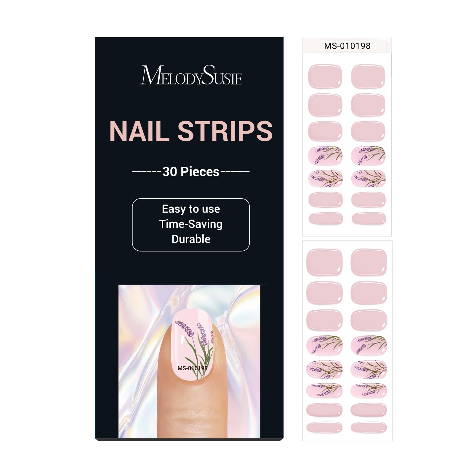 MelodySusie Semi Cured Gel Nail Strips (Lavender)- Works with Nail lamp, Salon-Quality, Long Lasting, Easy to Apply & Remove - I
