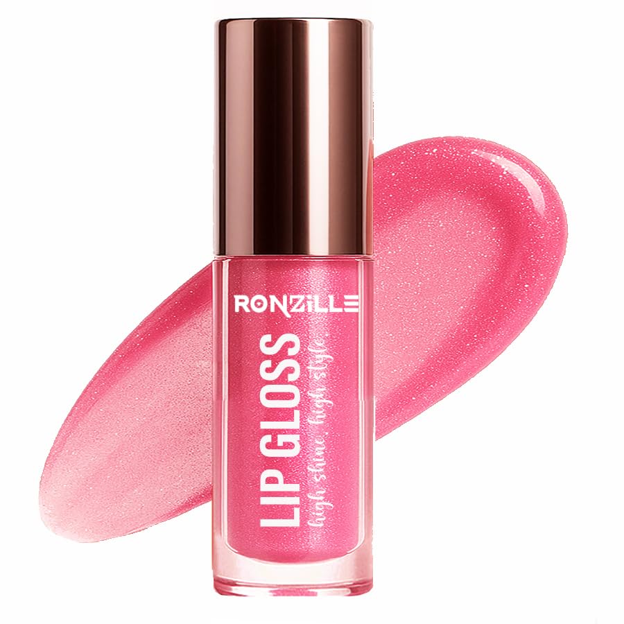 Ronzille Lip Gloss  Pink Mirage | Hydrating Shimmer Lip Gloss For Glossy, Soft & PlumpLooking Lips | Lightweight NonSticky Fo