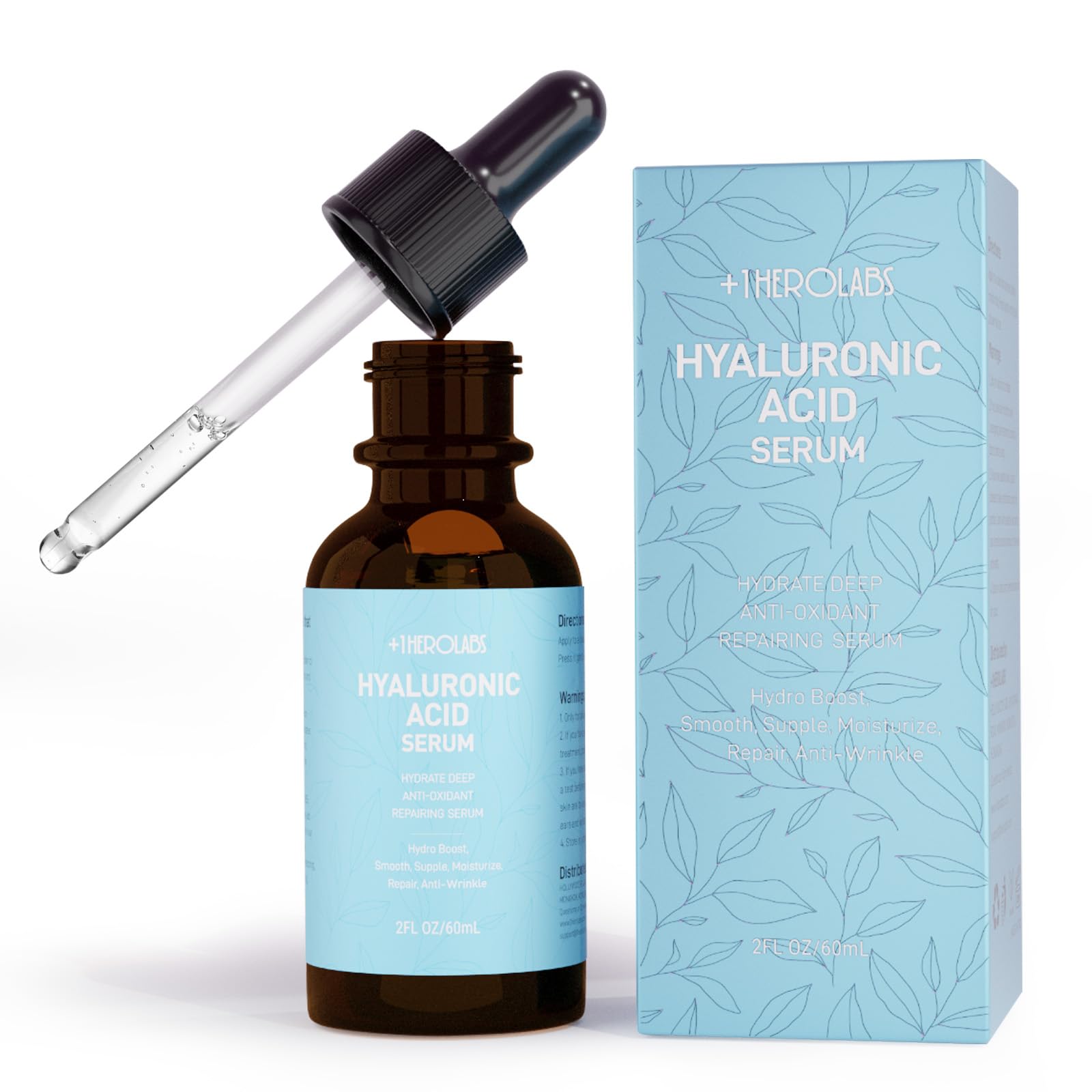 +1Herolabs Hyaluronic Acid Serum for Face with Vitamin B5, C, E & Niacinamide, Hydrating & Plumping Face Serum for Sensitive Ski