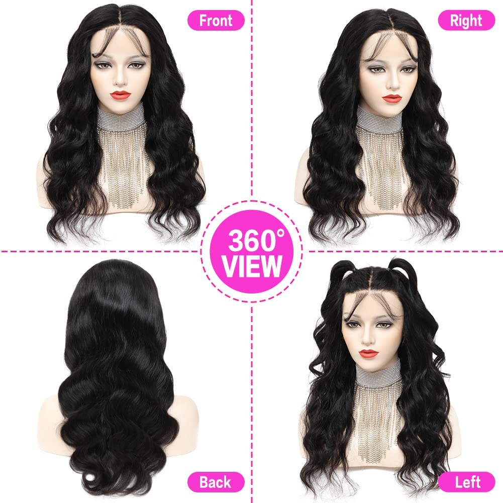 Yamikk 22 Inch 13X5 Hd Lace Front Wigs Human Hair Pre Plucked 180% Density Body Wave Lace Frontal Wigs Brazilian Human Hair Lace