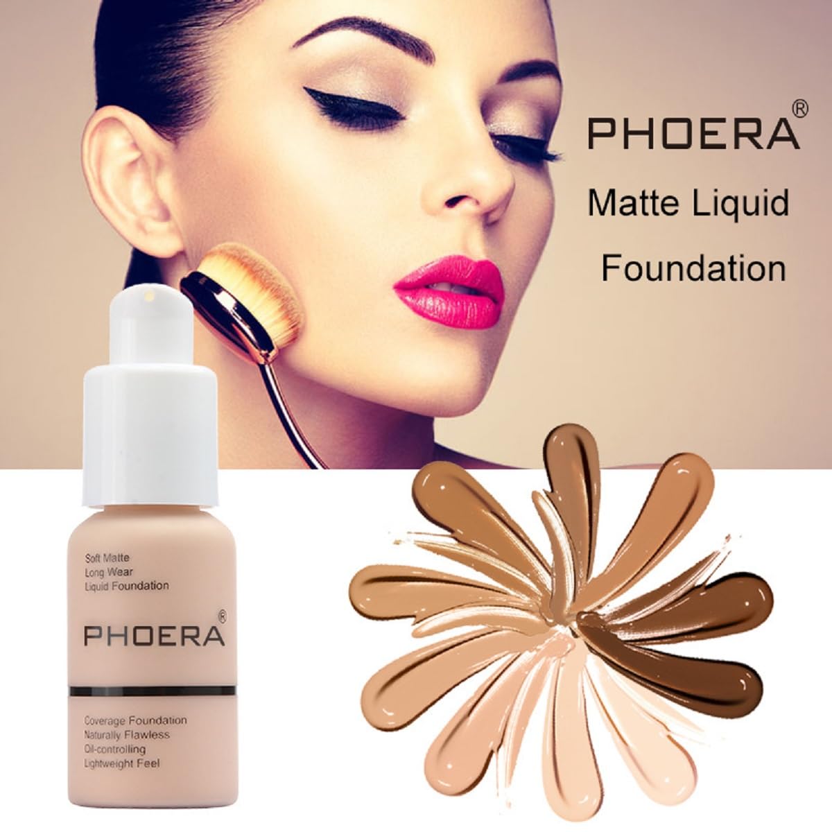 2 Pack Matte Oil Control Concealer Foundation Cream,Phoera New 30Ml Long Lasting Waterproof Matte Liquid Foundation (101 Porcela